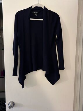 89th & Madison Navy Open-Front Draped Cardigan